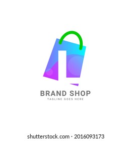 letter L trendy shopping bag vector logo design element