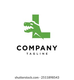 Buchstabe L T-Rex Dinosaurus Logo, Vektorsymbol