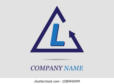 letter L with triangle arrow. vector illustration
