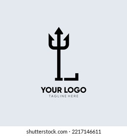 Letter L Trident Logo Design Symbol Vektorgrafik-Grafik-Illustration