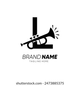 Letter L Trumpet Or Sexophone Logo Design Vector Icon Graphic Emblem Symbol Illustration