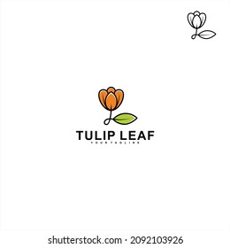 Letter L Tulip with leaf logo. Initial L combine with tulip flower. silhouette style tulips flower. For salon or cosmetics brand logo template