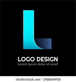 letter L typography with 3d style and blue color