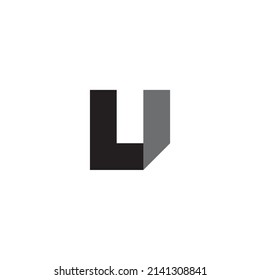 Letter L and U fold simple symbol logo vector