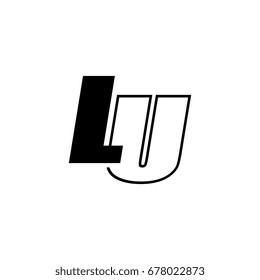 letter L and U logo overlapping black negative