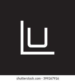 letter L and U monogram logo white black background
