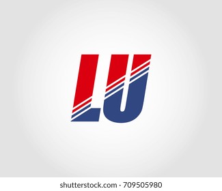 Letter L and U red and blue combination logo