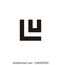 Letra L y u, w, símbolo geométrico cuadrado vector de logotipo simple