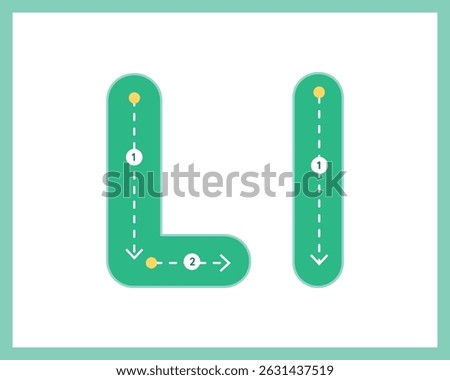 Letter L Uppercase ad Lowercase Alphabet Tracing Guide for Kids Worksheet