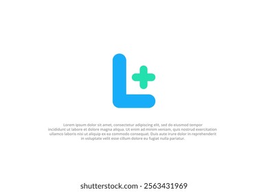 letter l uppercase plus or hospital medical logo