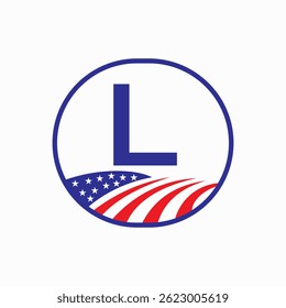 Letter L USA Agriculture Logo Design. Farming Symbol Vector Template