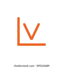 letter L and V monogram logo orange