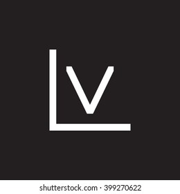 letter L and V monogram logo white black background