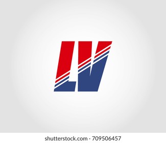 Letter L and V red and blue combination logo