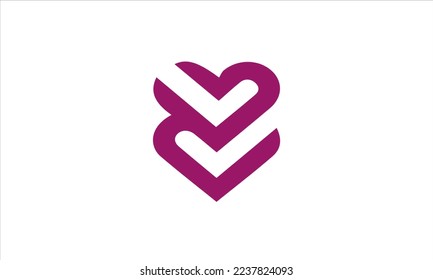 letra L y V dos corazones símbolo geométrico simple logo vector