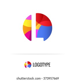 Letter L. Vector colorful alphabet element. Negative space forms a circle. Bright and fresh design letters for children's parties and fun celebrations. Beautiful logo and monogram for businesses.