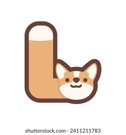 A letter L vector cute corgi dog