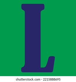 la letra "L" en forma vectorial, el color de las letras es púrpura y el color de fondo es verde  