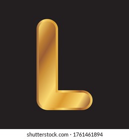 Letra L vector en estilo dorado. Ilustración vectorial Eps10.