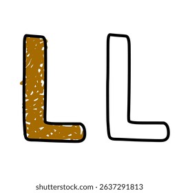 letter L vector illustration suitable for coloring pages, education, kids content