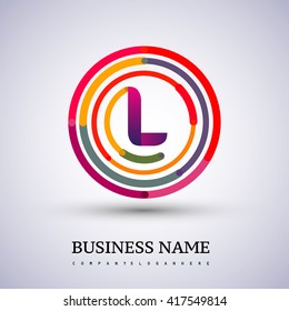 Letter L vector logo symbol in the colorful circle thin line. Design for your business or company identity.