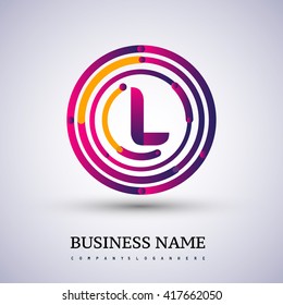 Letter L vector logo symbol in the colorful circle thin line. Design for your business or company identity.