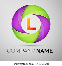 Letter L vector logo symbol in the colorful circle. Vector template for your design