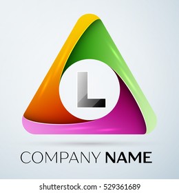 Letter L vector logo symbol in the colorful triangle. Vector template for your design