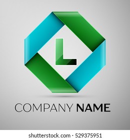 Letter L vector logo symbol in the colorful rhombus. Vector template for your design