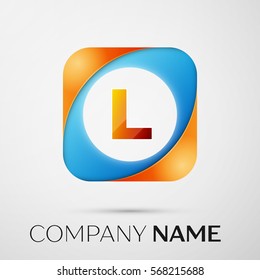 Letter L vector logo symbol in the colorful square on grey background. Vector template for your design