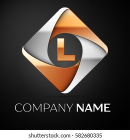 Letter L vector logo symbol in the colorful rhombus on black background. Vector template for your design