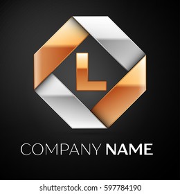 Letter L vector logo symbol in the colorful rhombus on black background. Vector template for your design