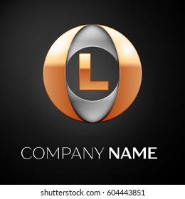 Letter L vector logo symbol in the colorful circle on black background. Vector template for your design