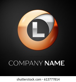 Letter L vector logo symbol in the colorful circle on black background. Vector template for your design