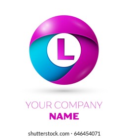 Letter L vector logo symbol in the colorful circle on white background. Vector template for your design