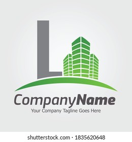 Plantilla de logotipo vectorial de la letra L, logotipo de la letra colorida L, inmobiliario, logotipo de construcción y diseño de la plantilla de vectores