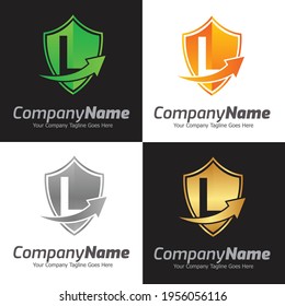 Letter L vector logo template, Colorful Letter L logo, Shield Logo design vector template. Protection defense symbol, security guard company Logotype.