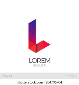 Icono del logotipo de la letra L vector Origami. Icono de logotipo de la plantilla de diseño abstracto colorido