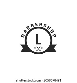Letter L Vintage Barber Shop Badge and Logo Design Inspiration