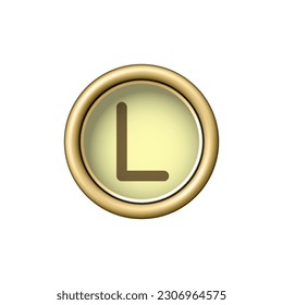 Letter L. Vintage golden typewriter button.