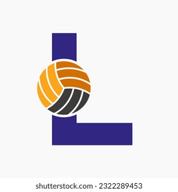 Letter L Volleyball Logo Concept. Volleyball Sports Logotype Template