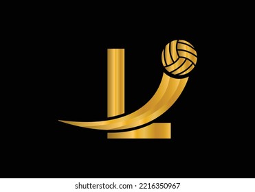 Letter L Volleyball Logo Design For Volleyball Club Symbol Vector Template. Volleyball Sign Template Design.