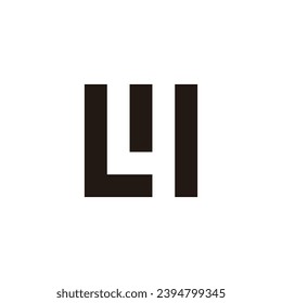 Letter L, w number 4 square geometric symbol simple logo vector