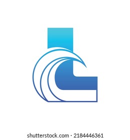 Letter L Wave Ocean Logo Design