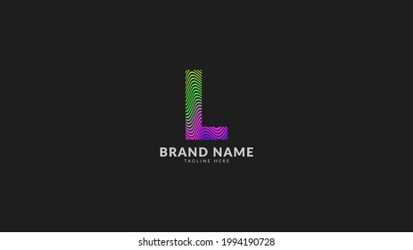 letter L wavy rainbow abstract colorful logo for creative and innovative company brand. print or web vector design element