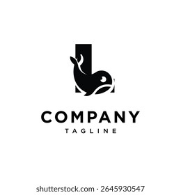 Letter L Whale Cute Logo Icon Vector