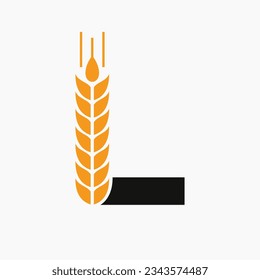 Letter L Wheat Logo For Agriculture Symbol Vector Template