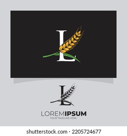 Letter L Wheat Logo Design Vector Icon Graphic Illustration