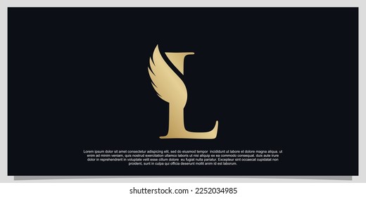 Letter L wings logo design simple concept Premium Vector