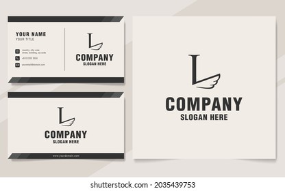Letter L with wings logo template on monogram style